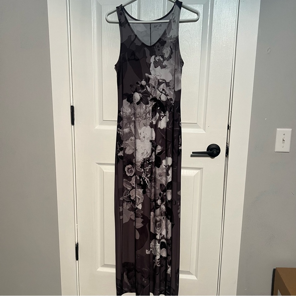 Long Gray Floral Dress